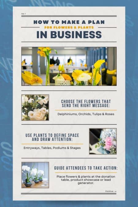 how to incorporate flowers and plants into corporate events