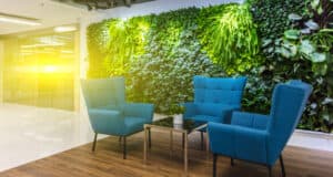 Green plants in large corporate offices, good environment and improved work efficiency